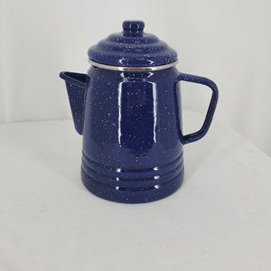 Coleman 9 Cup Speckled Blue Enamelware Coffee Percolator W/Box Camping NEW